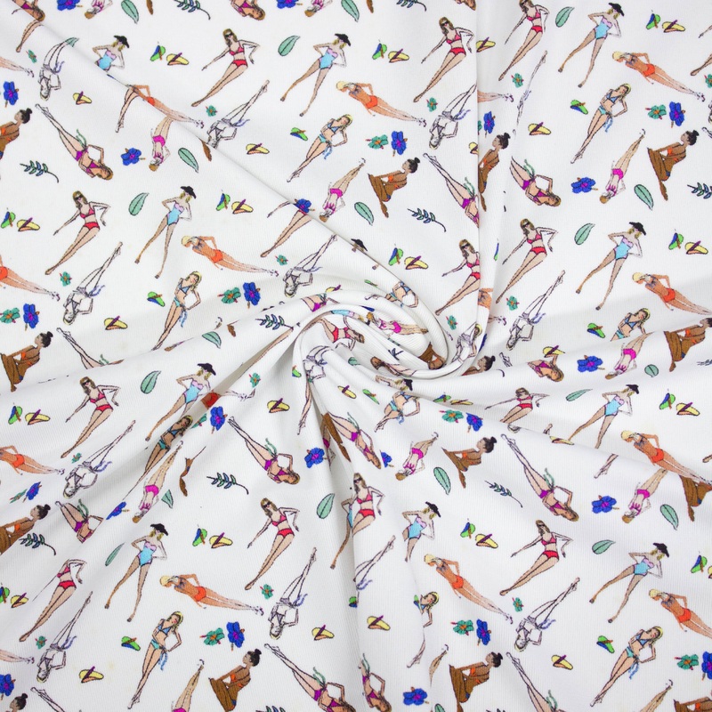 Ranon White Poupees Polyamide Jersey Fabric - SWIMWEAR -