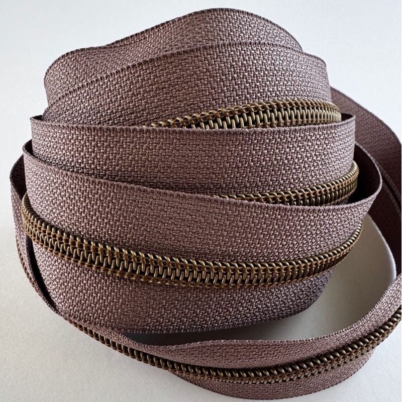 Strawberry Mocha Zipper Tape Bronze Teeth - #5 Nylon Continuous Zipper 3 Yards