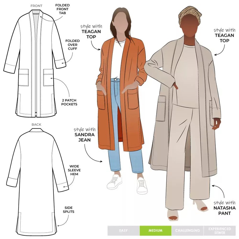 Style ARC - Sigrid Knit Coat (Sizes 18 - 30) Sewing Pattern