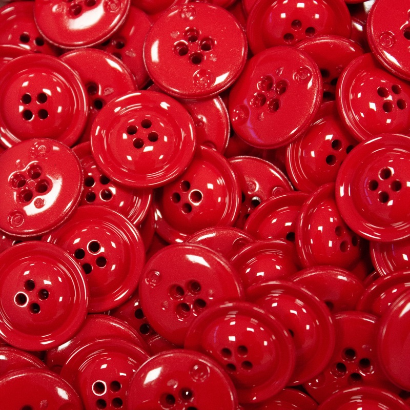Red Inizio 4-Hole Plastic Button Glossy 22mm