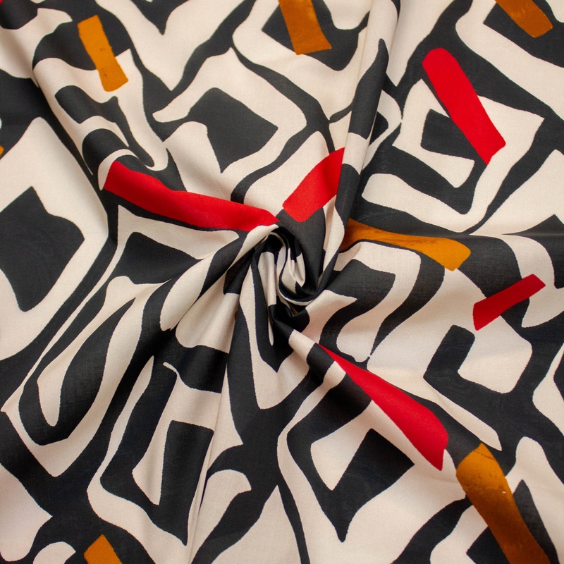 Styn Multicolour Abstract Cotton Poplin Fabric