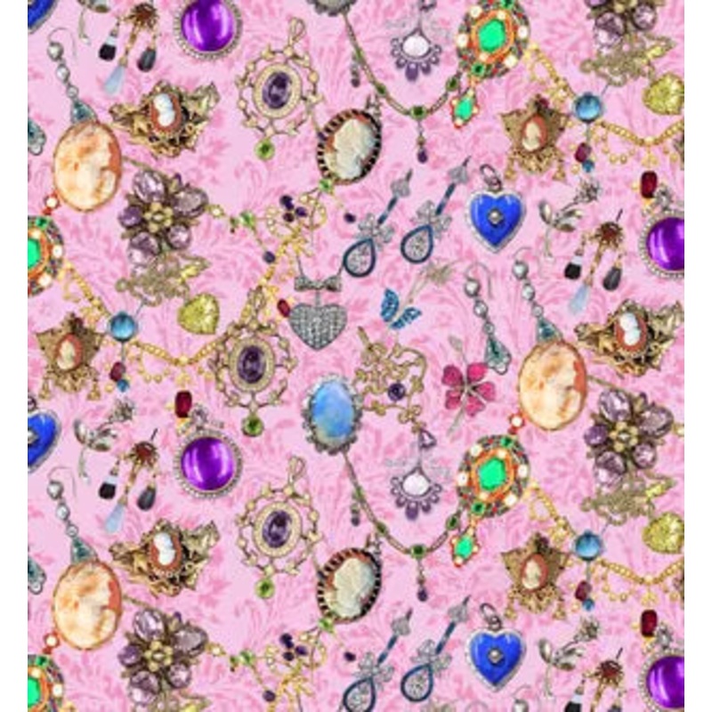 Bejeweled Pink Cotton 44"/45" Fabric Per Yard