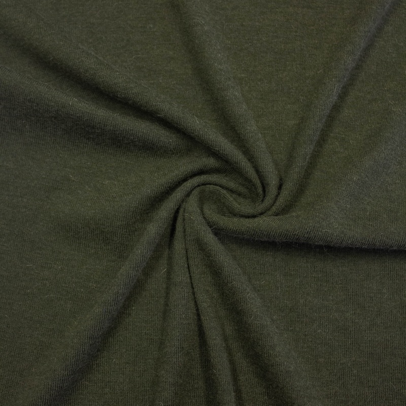 Merol Khaki Green Merino Wool Jersey Fabric SHOWROOM SAMPLE 34CM X 60CM