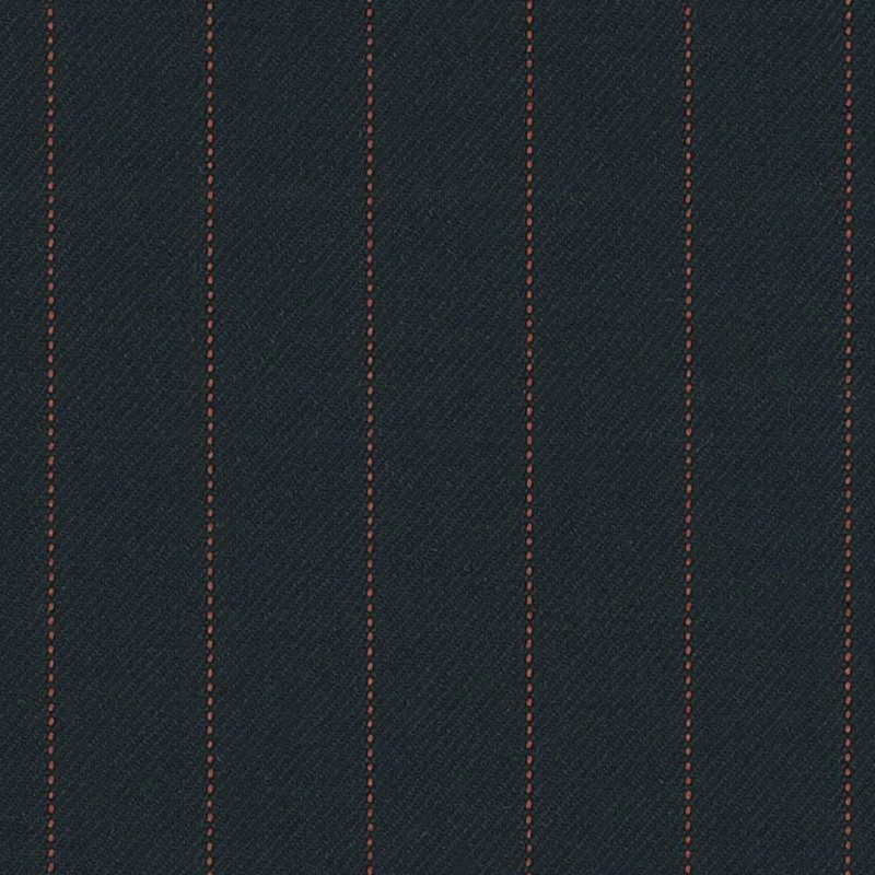 Navy/Orange Pin Dot Stripe 1/2 inch Super 140's All Wool Suiting By Holland & Sherry