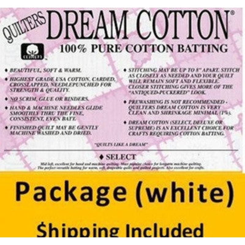 W4TWPK Dream Cotton White Select Batting (Package, Twin 72 in x 93 in) shipping included!