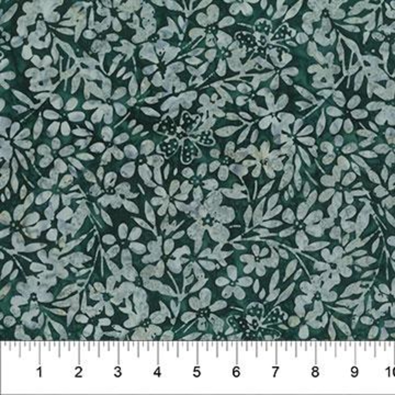 Pearls Batiks Wild Daisies Smokey Teal - 80996-68 - Banyan Batiks