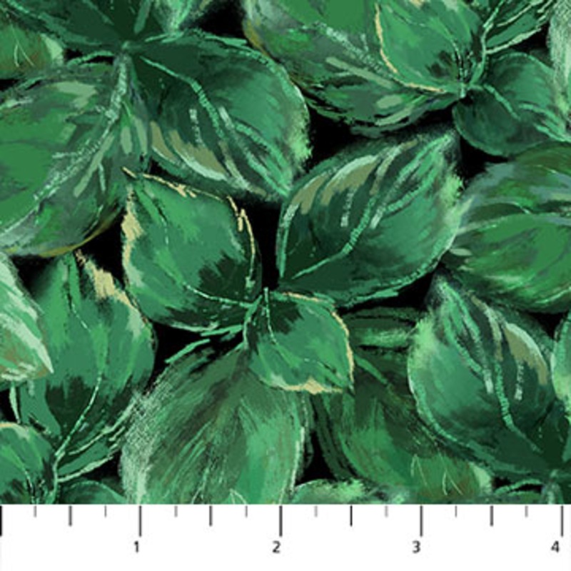 Rhapsody in Blue Collection Leaf Print Cotton Fabric 27072 Green