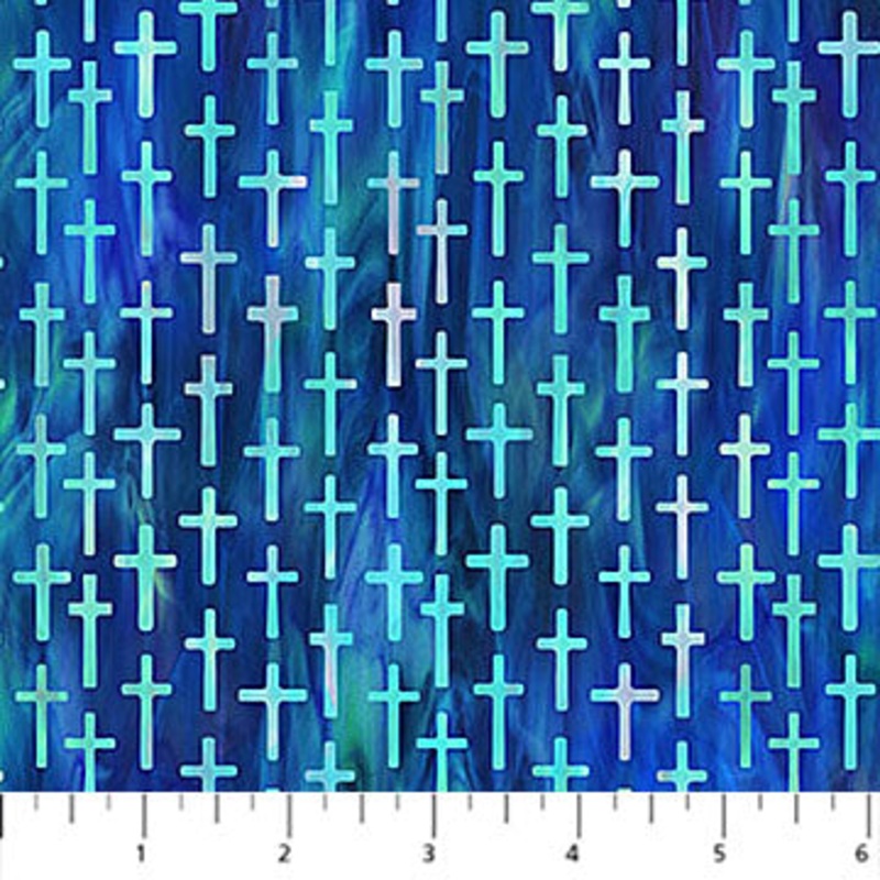 Risen Collection Tiny Crosses Cotton Fabric DP28663 Dark Blue