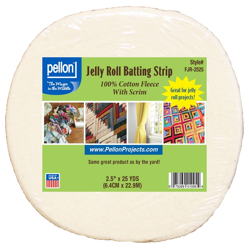 Batting - Jelly Roll Batting Strip Cotton with Scrim - 1 roll 2.5 x 25y