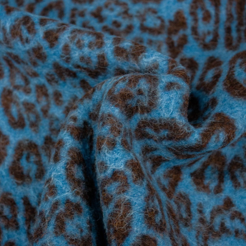 Ilias Blue Leopard Wool Mohair Double Face Fabric - ONLINE EXCLUSIVE-