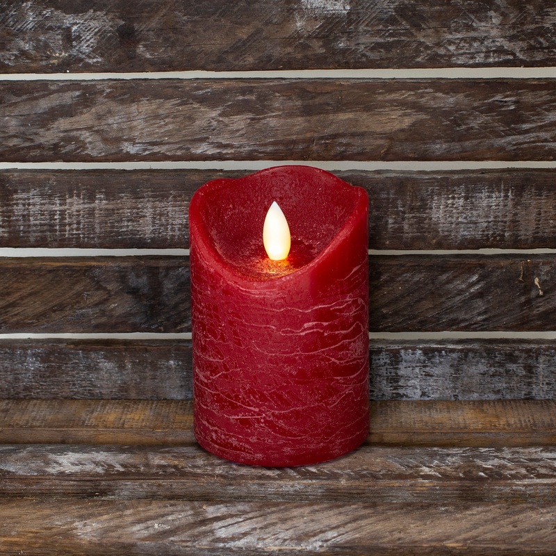 Semblance Distressed LED Pillar Candle Red