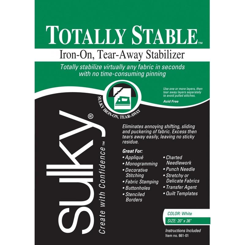 Sulky Totally Stable Iron On Tear Away Stitching Stabilizer