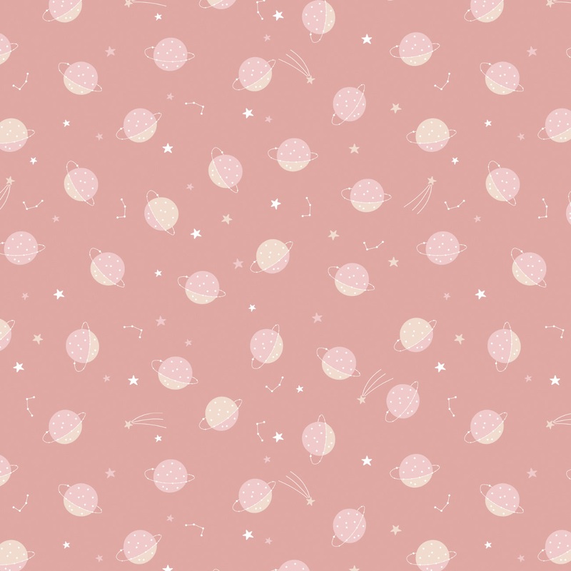 To The Moon Collection-Love You To Saturn-Quilting Cotton-Pink-21250704-01 Pink