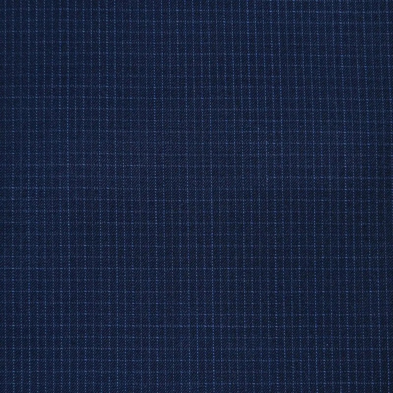 Navy Blue with Small White Multicheck Super 120's All Wool Suiting