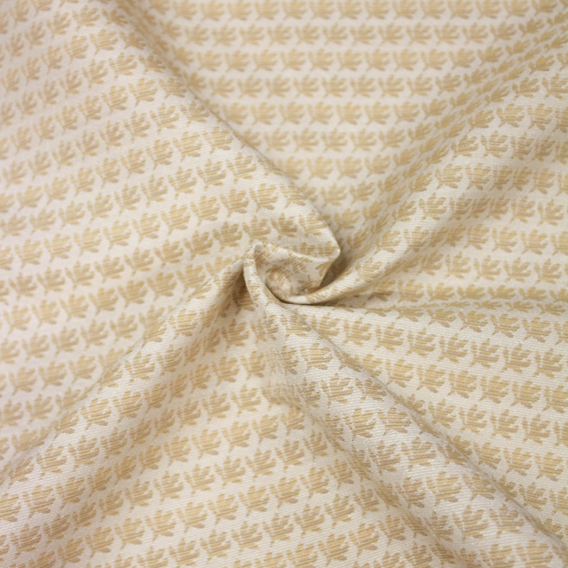 Rina Beige Floral Polyester Jacquard Fabric