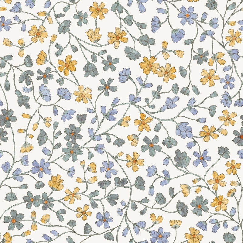 Summer Flowers Blue Yellow