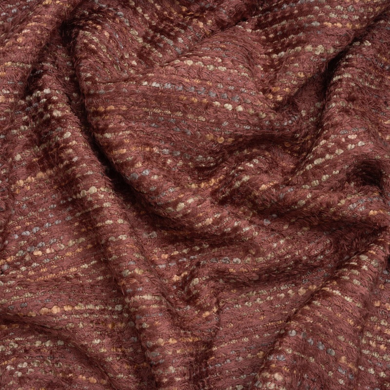 Recycled Olefin and Acrylic Upholstery Boucle and Chenille Tweed - Sangria Stripes - Virginia Collection