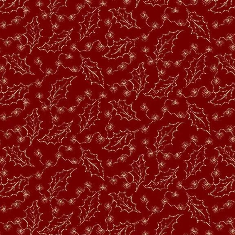 Red Holly Cozy Christmas Cotton Wideback Fabric per yard