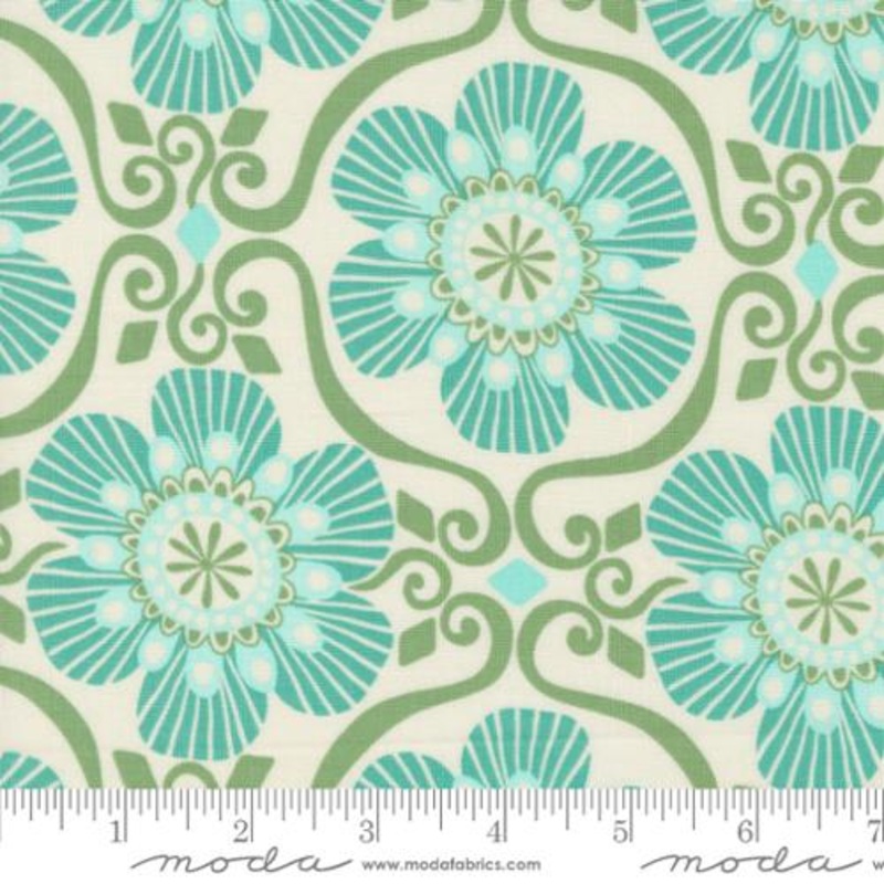 Tango Collection Damask Cotton Fabric 27334 Turquoise