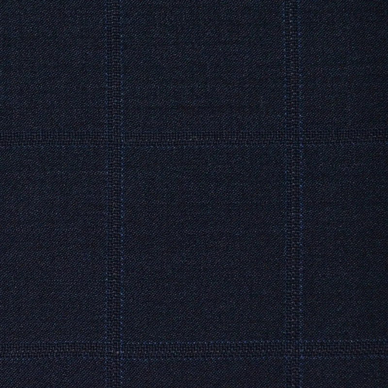 Bright Navy Windowpane Check Super 120's All Wool Suiting