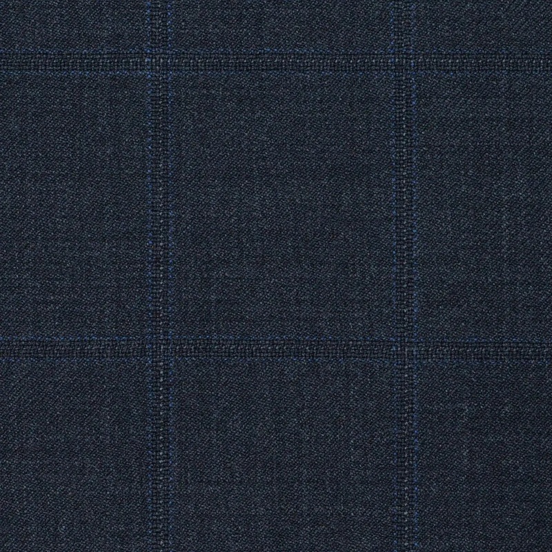 Charcoal Grey Windowpane Check Super 120's All Wool Suiting