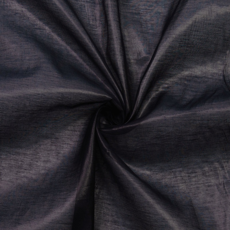 Perlita Black Voile Silk Cotton Blend Fabric