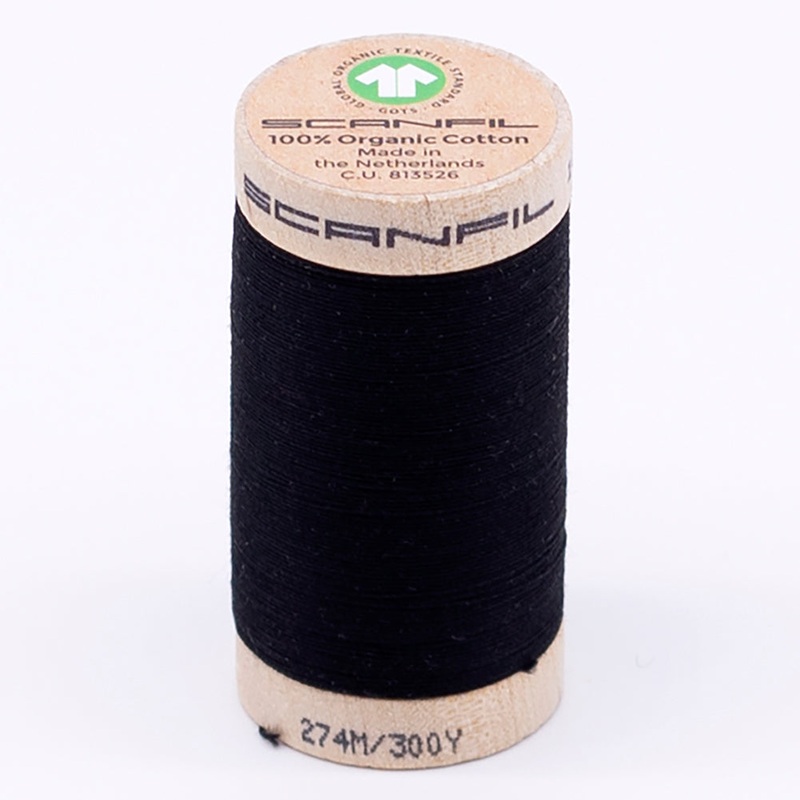 SCANFIL 30wt Organic Pima Cotton Thread 300 yds - 4808 Jet Black