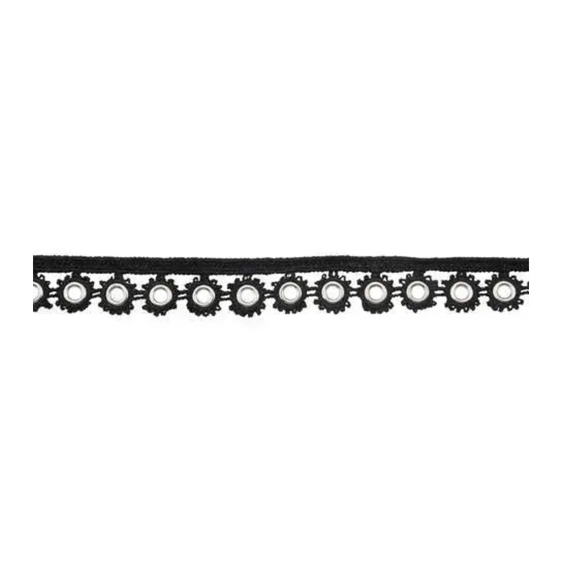Yaya Han Sew on Fashion Grommet Trim 0.75" Black - Per Yard