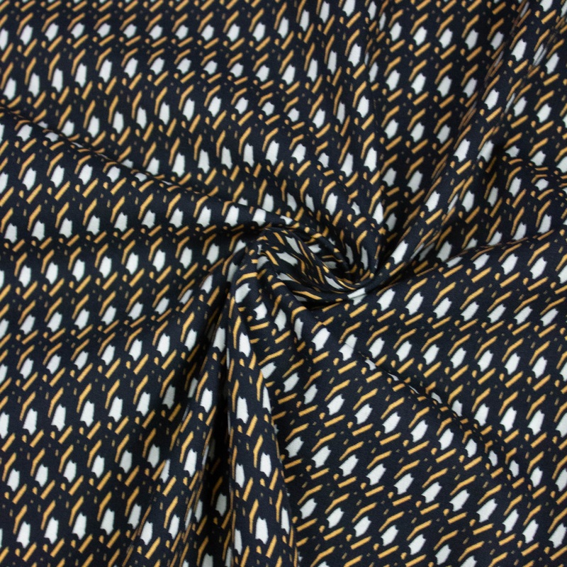 Basil Black Abstract Cotton Fabric