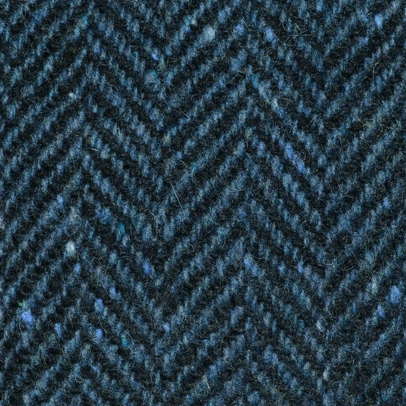 Medium Blue and Navy Blue Herringbone All Wool Irish Donegal Tweed Coating