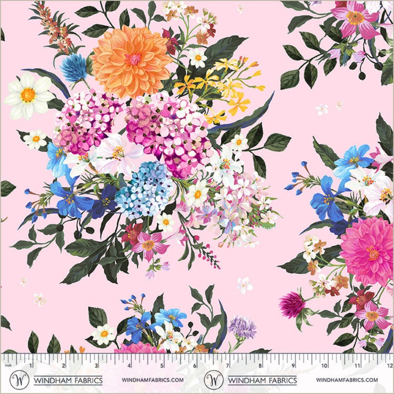 Petal Bountiful Bouquets Midnight Blooms Cotton 44"/45" Fabric Per Yard