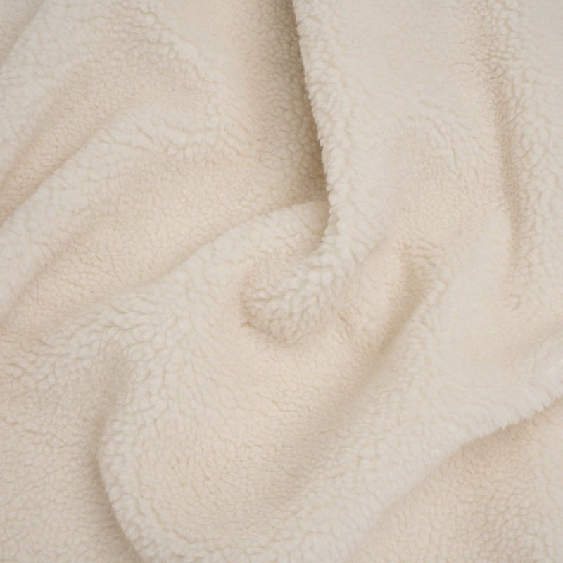 Short Pile Wool Blend Faux Shearling - Off White