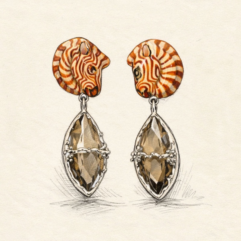 Zebra Smokey Quartz and Crystal Doublet Earrings