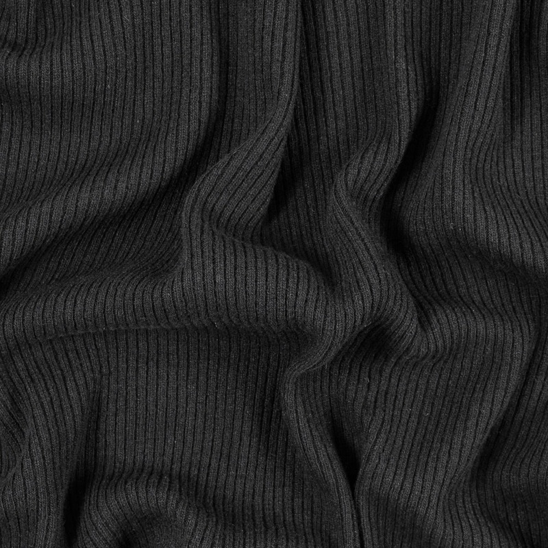 Italian Black 2x2 Wool Rib Knit