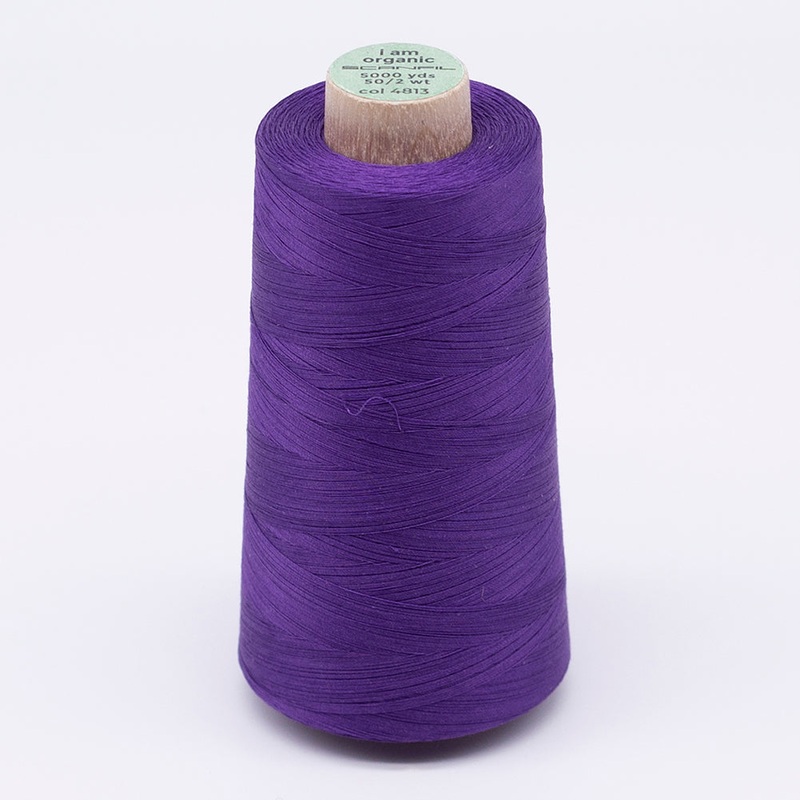 SCANFIL 50wt Organic Pima Cotton Thread 5000 yd Cones - 4813 Royal Purple