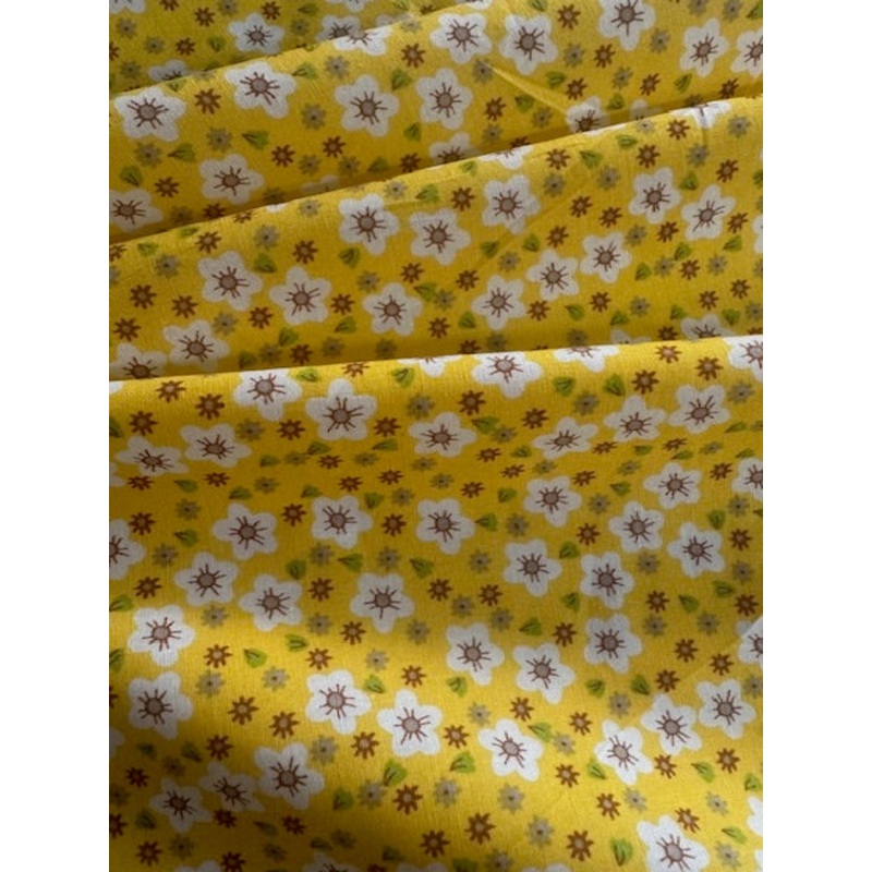 Yellow Small Floral on Cotton Poplin