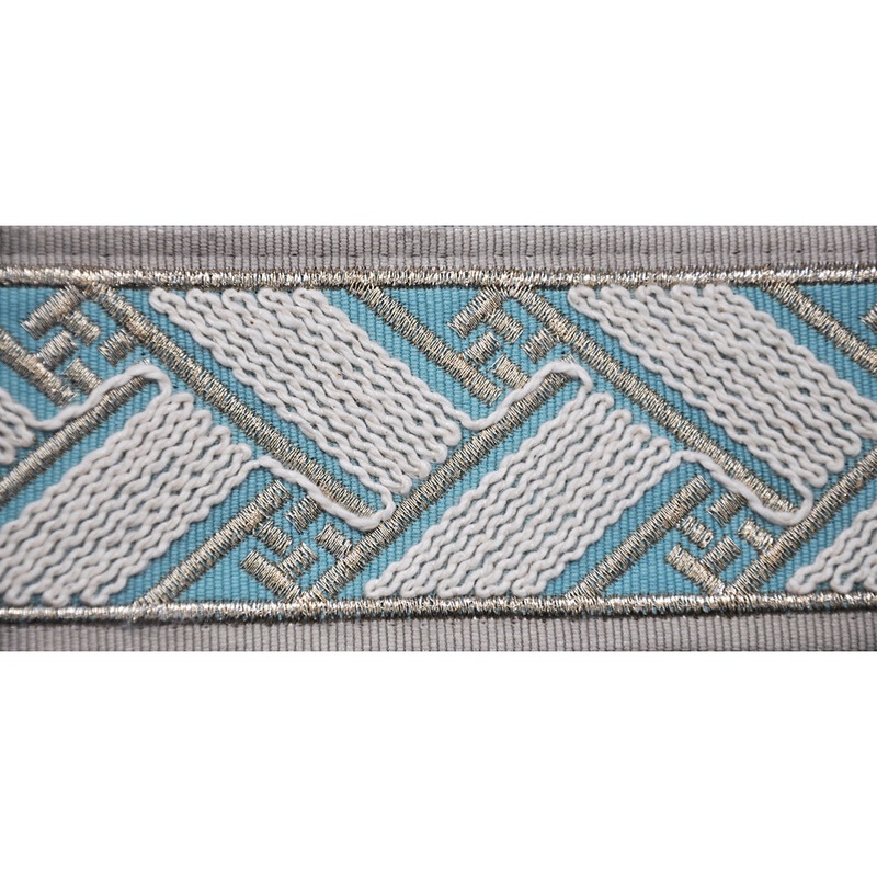 2 3/8-inch Decorative Woven Trim Tape Basketweave Pattern 5 Yard Roll | Style BR-7594 Aqua