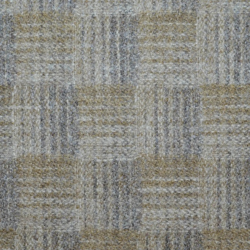 Beige, Golden Brown and Grey Checkboard Weave All Wool Tweed Coating