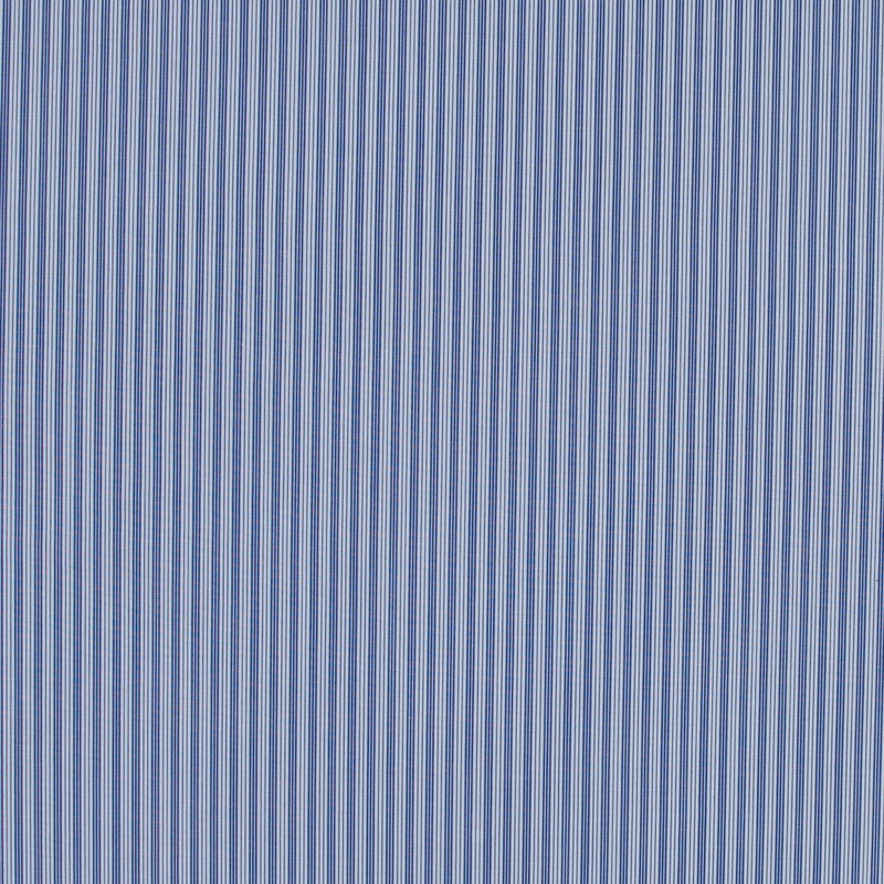 Blue Iris and White Striped Cotton Shirting