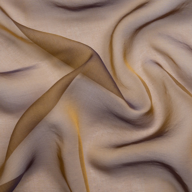 Chiffon-Like Silk Voile - Navy and Gold Iridescent - Adelaide Collection