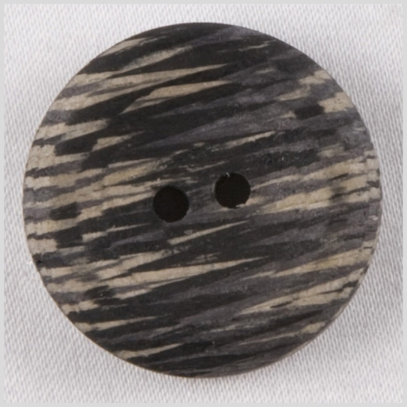 Wood 2-Hole Button - 36L/23mm - Dark Brown and Beige Geometric