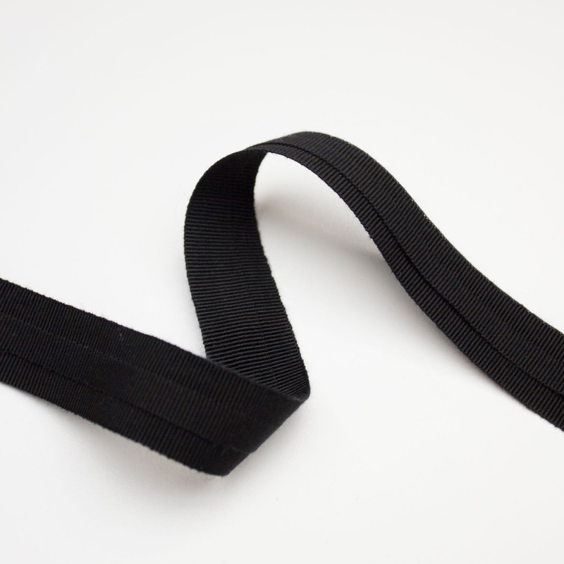 Black Cotton Grosgrain Pleat 20mm