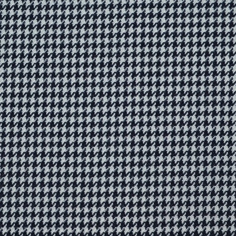 Navy Blue and White Dogtooth Wool Blend Suiting