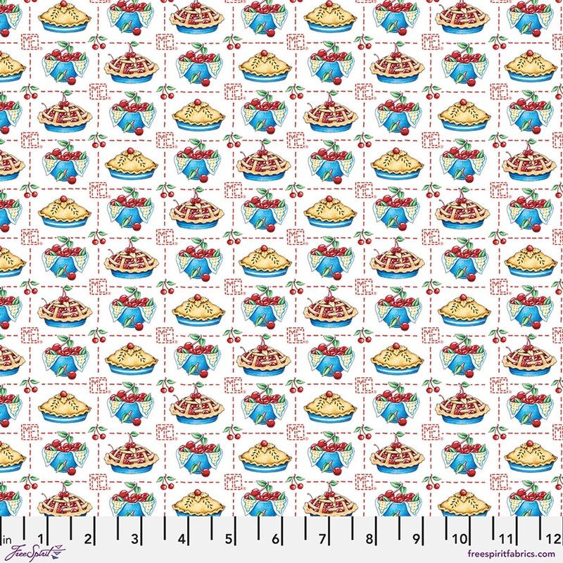 American as Cherry Pie - White Cotton 44"/45" Fabric Per Yard