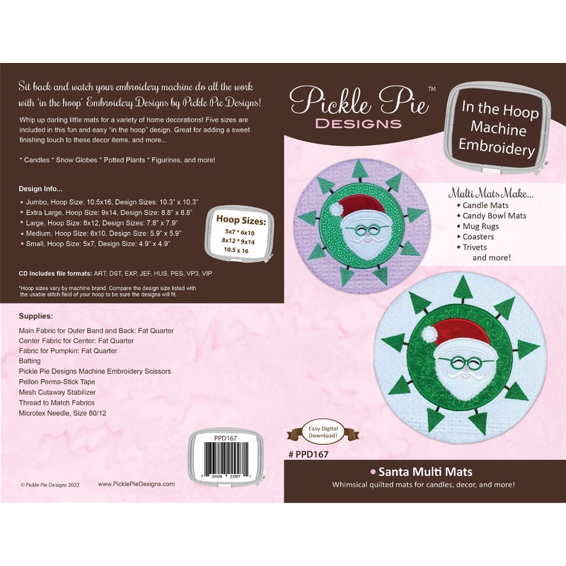 Santa Multi Mats In the Hoop Machine Embroidery Design Set