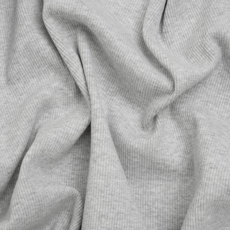 Stretch Cotton 2x2 Rib Knit - Heathered Gray - Deadstock