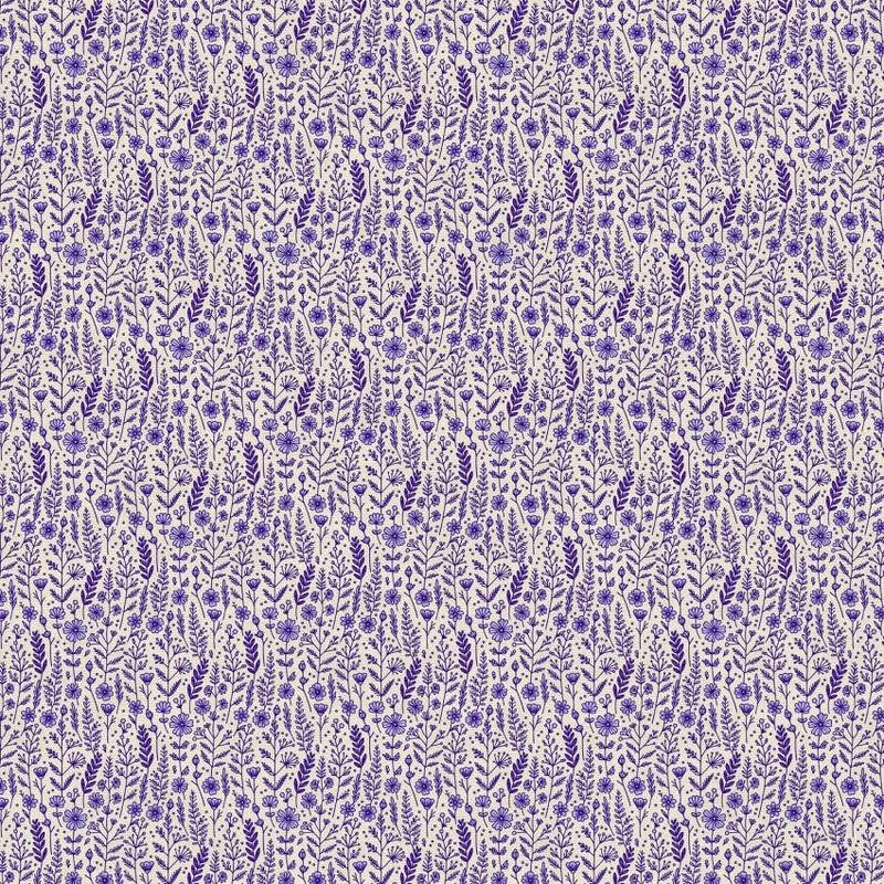 Blue Petite Petals Wildflowers Cotton Wideback 118" Fabric Per Yard