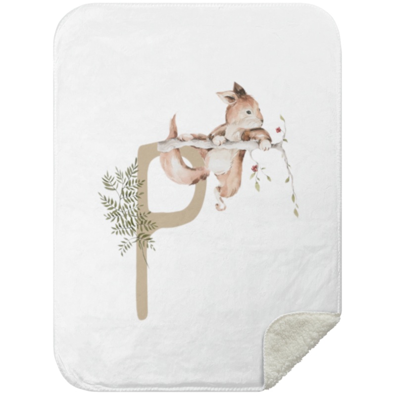 Personalized Soft Sherpa Blanket with Letter "P"