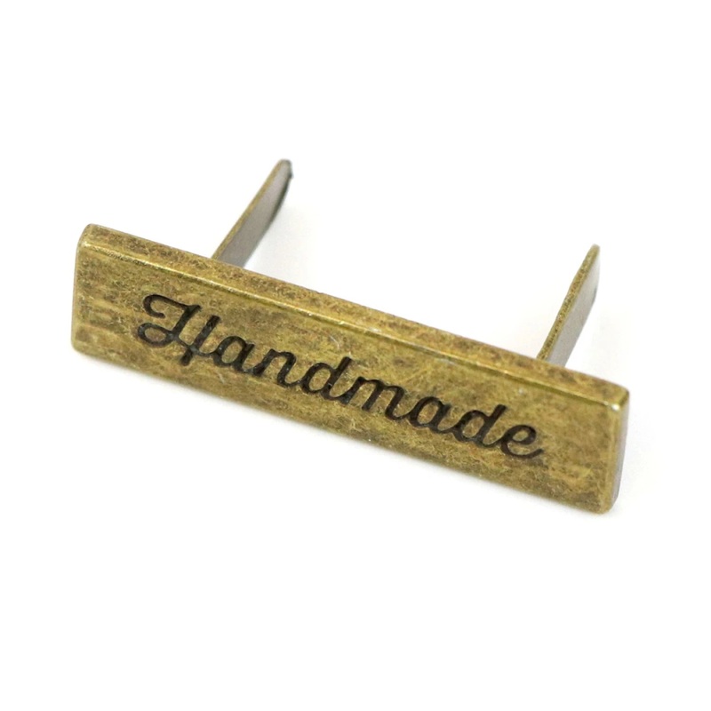 Purse Label - Antique Brass - Script handmade