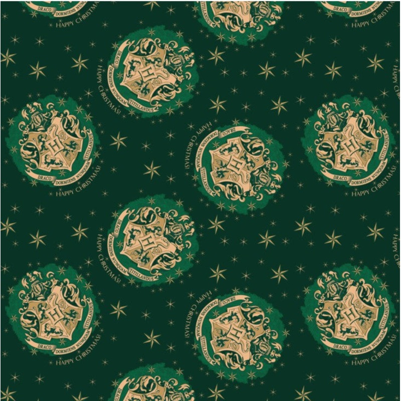 Wizarding World - Harry Potter Collection - Happy Christmas Metallic - Dark Green - Cotton 02 Dark Green